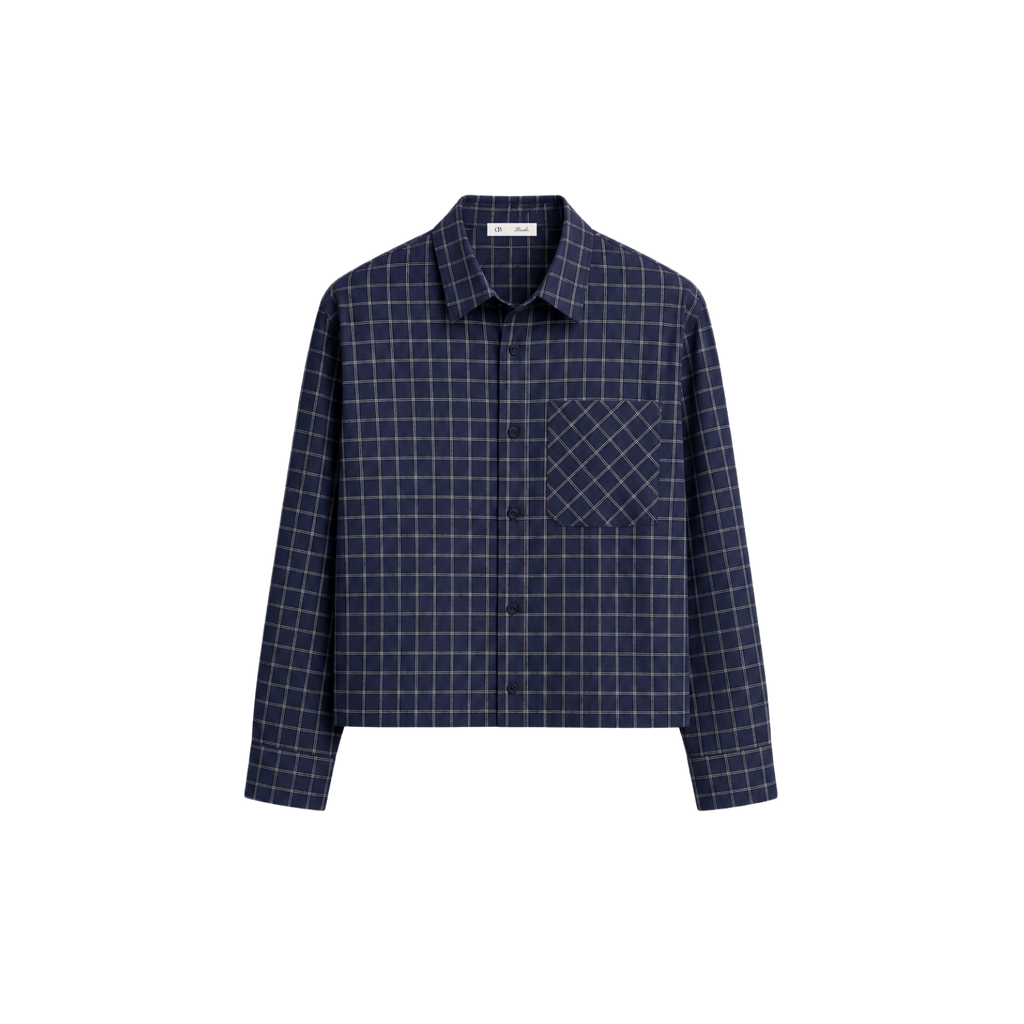 Brode Essential Shirt - Navy Windowpane
