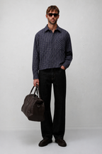 Brode Essential Shirt - Navy Windowpane
